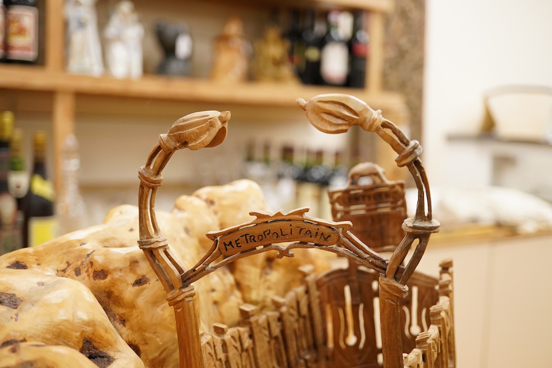 Pierre Decorse (b.1953), a large naturalistically modelled wooden sculpture depicting a French metro station entrance, 43cm high